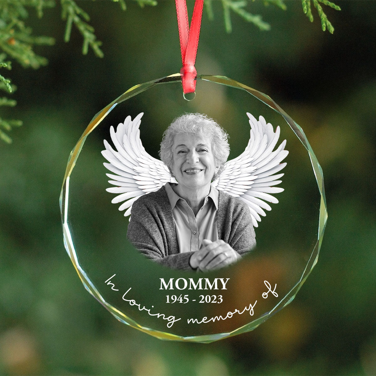 Photo Uploaded Memorial Personalized Glass Oranament, Christmas Decoration