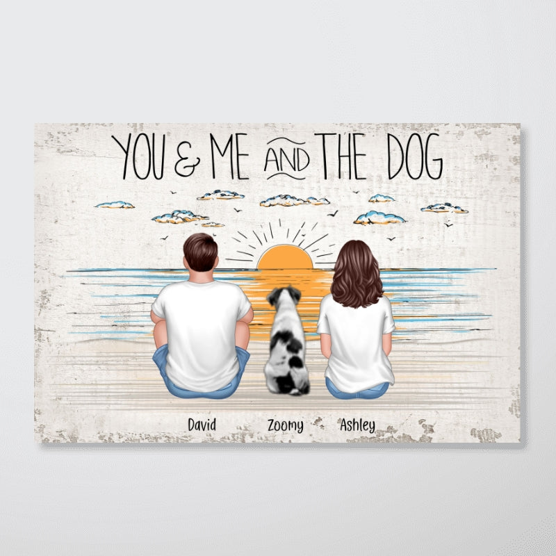 You Me And The Dogs Beach Outline Personalized Poster