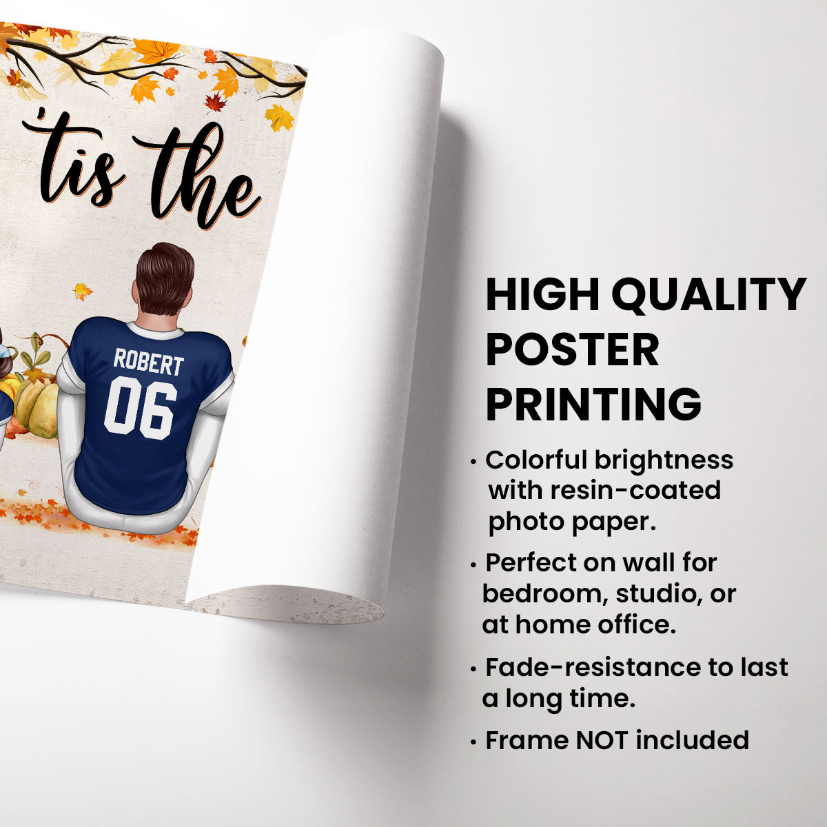 Fall Season Football Family Sitting - Personalized Poster - Gift For Husband Dad Grandpa