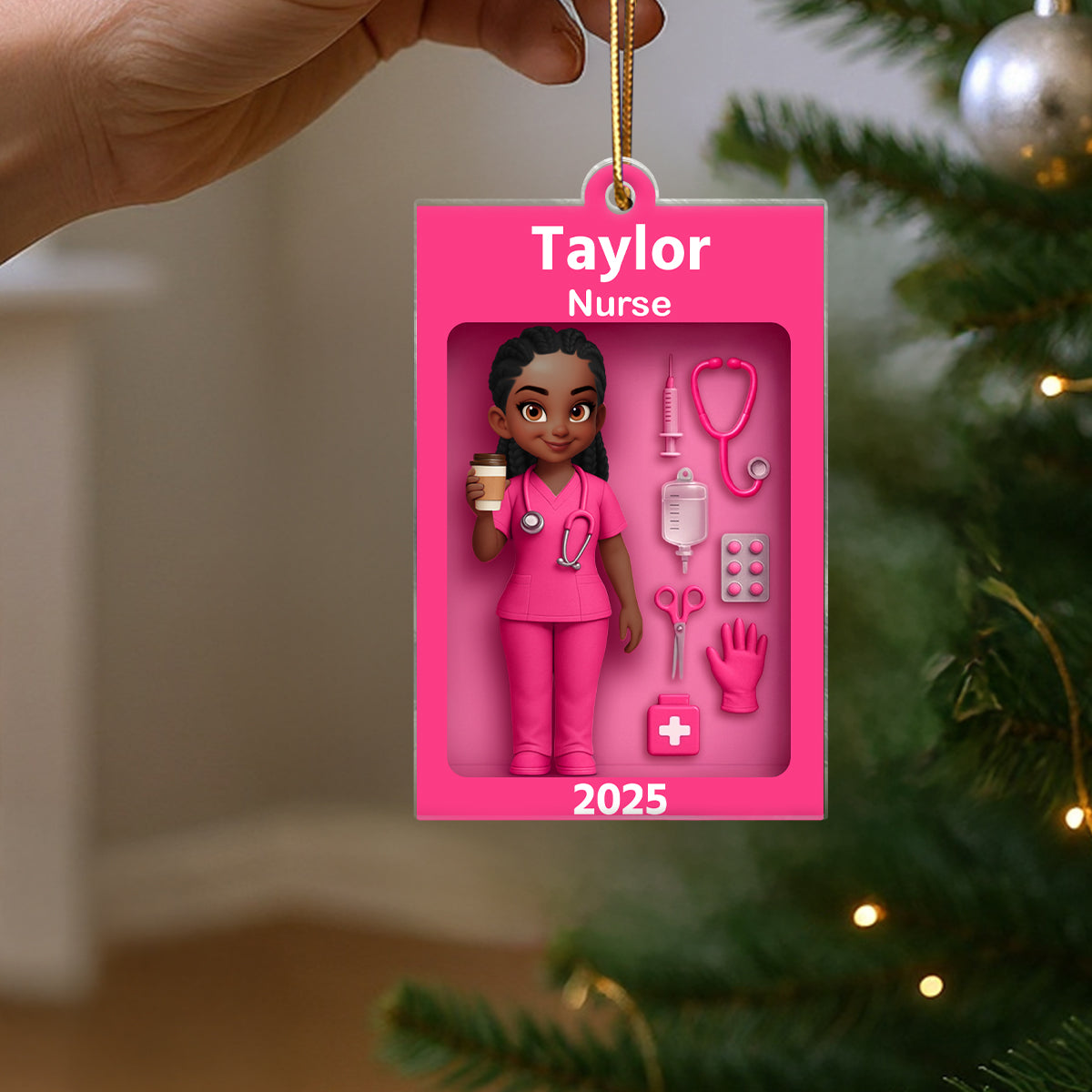 Personalized Nurse In Toy Box 3D Acrylic Ornament, Special Christmas Gift For Nurse, For Co-workers