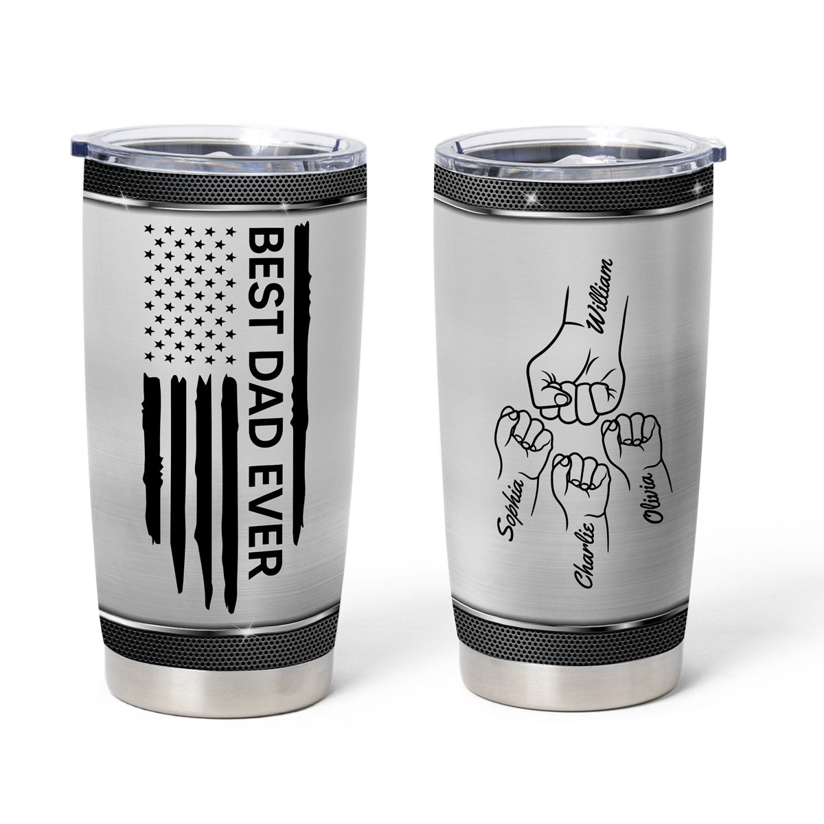 Best Dad Grandpa Papa Ever Nation Flag Fist Bumps Outline Personalized Tumbler