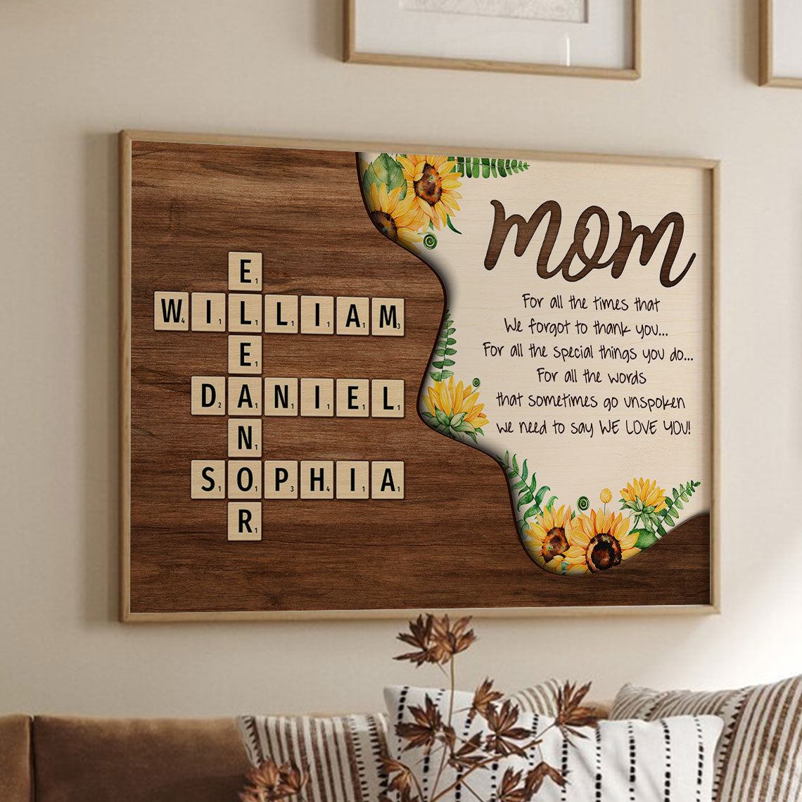 Mom For All The Time Not Thank You Crossword Puzzle Personalized Poster, Christmas Gift for Mom