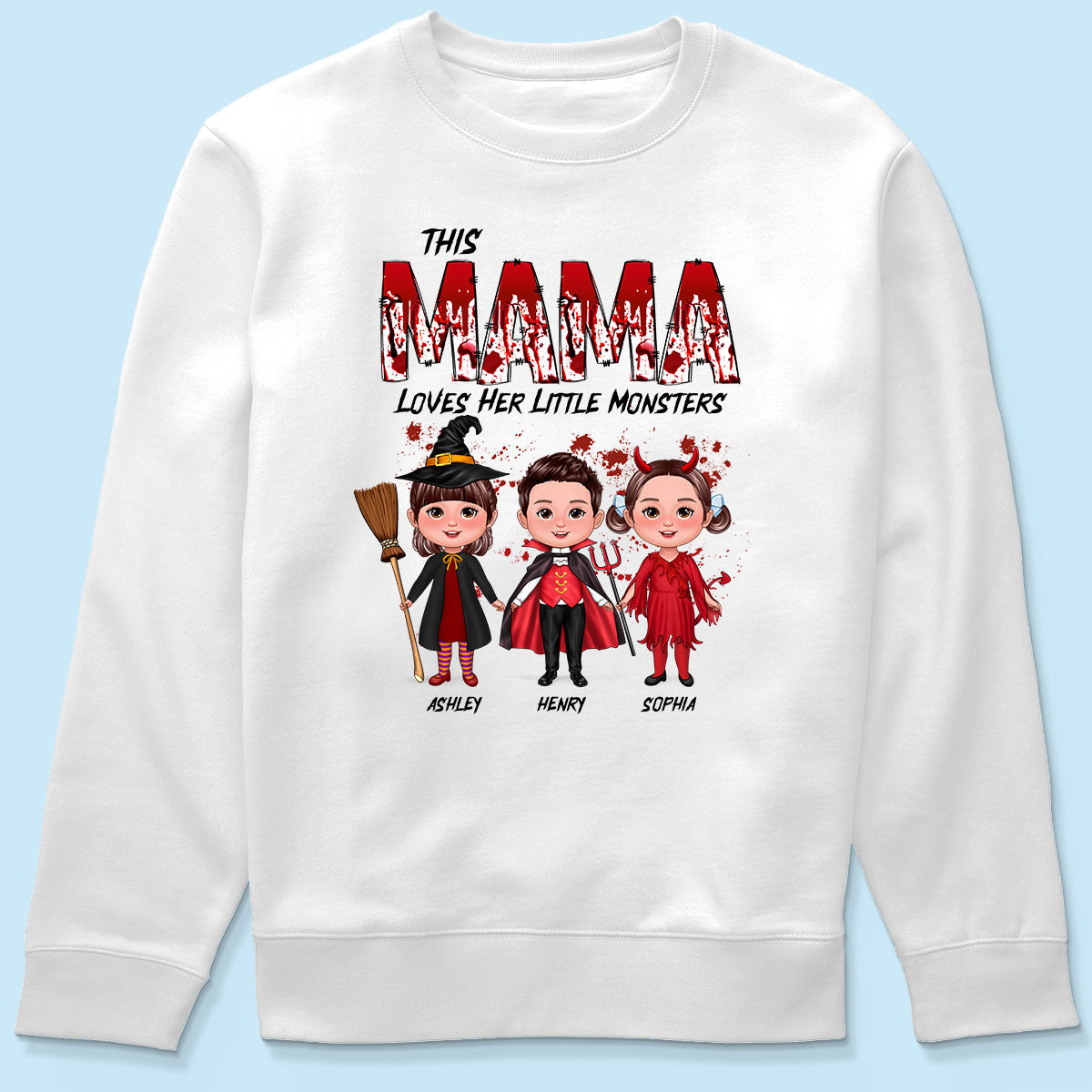 Grandma Mom Loves Her Monsters Spooky Halloween Personalized Shirt