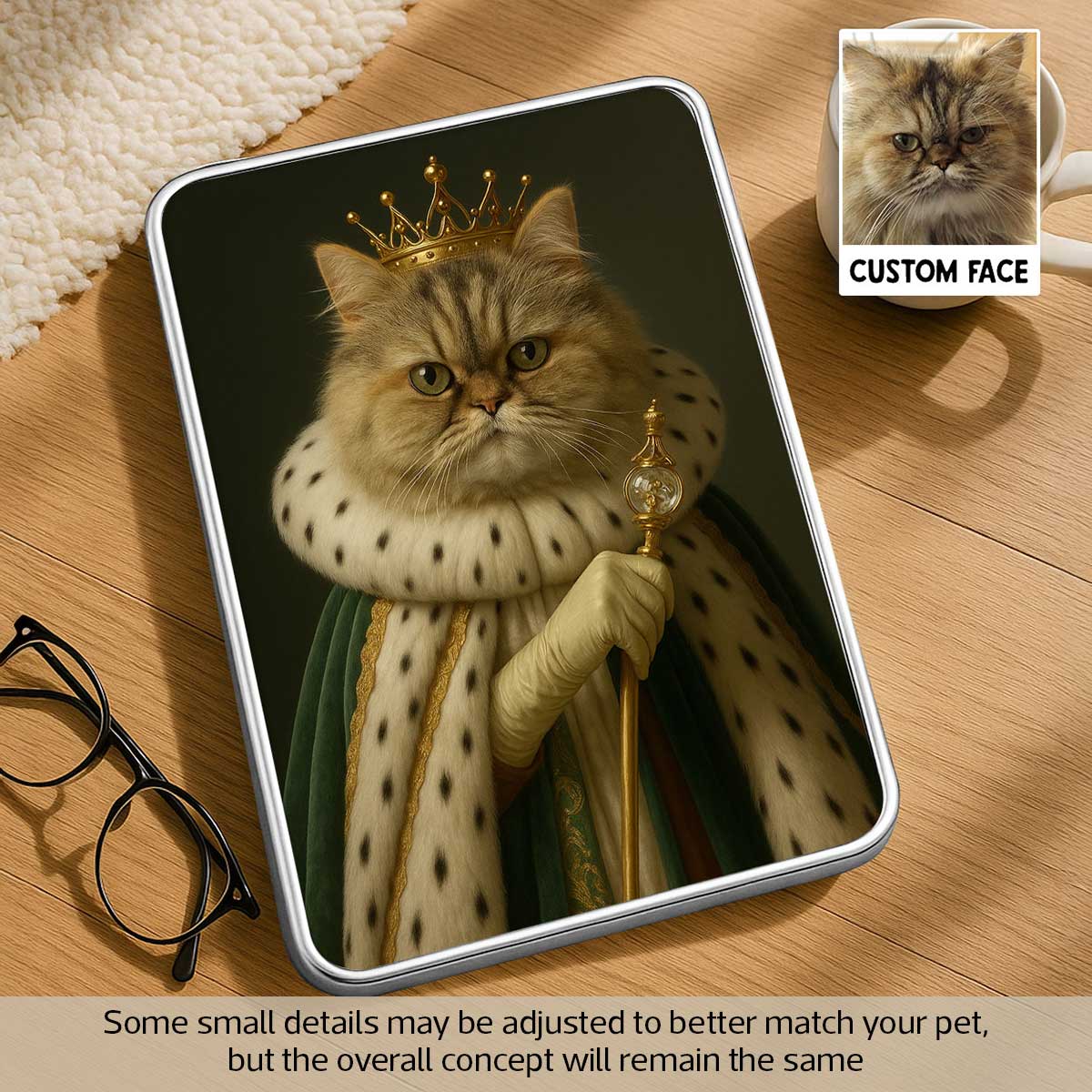 Cat Dog Pet Queen Portrait Custom Personalized Mirrored Picture Frame
