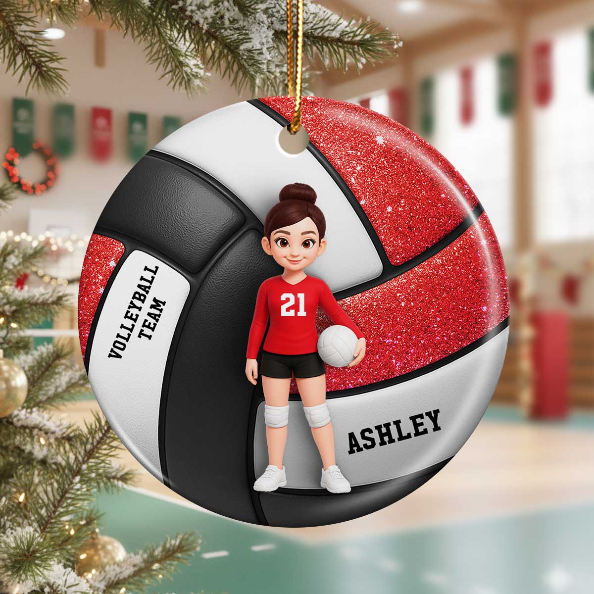 Volleyball Girl 3D Effect - Personalized Ceramic Ornament