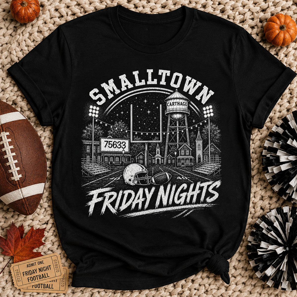 Custom Town Name & Zip Code Game Day Football - Personalized Shirt - Trendy Tee for Football Mom