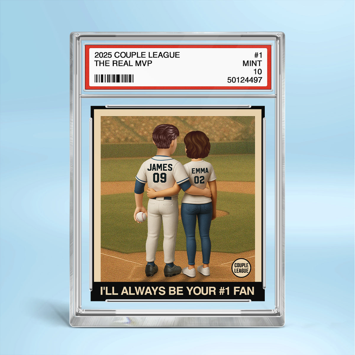 Always Your Biggest Fan Baseball Couple Trading Card Style Personalized Acrylic Block Plaque