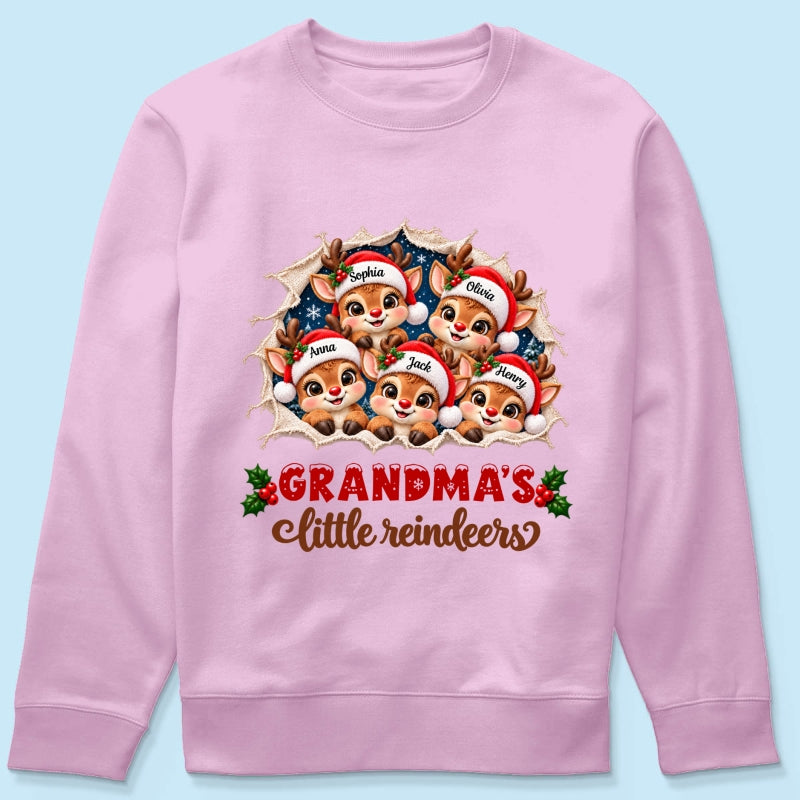 Grandma's Little Reindeers - Personalized Sweatshirt - Heartfelt Christmas Gift for Grandma