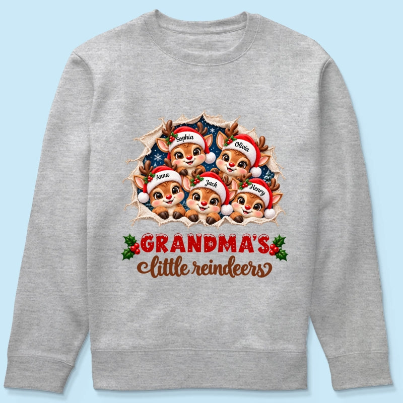 Grandma's Little Reindeers - Personalized Sweatshirt - Heartfelt Christmas Gift for Grandma