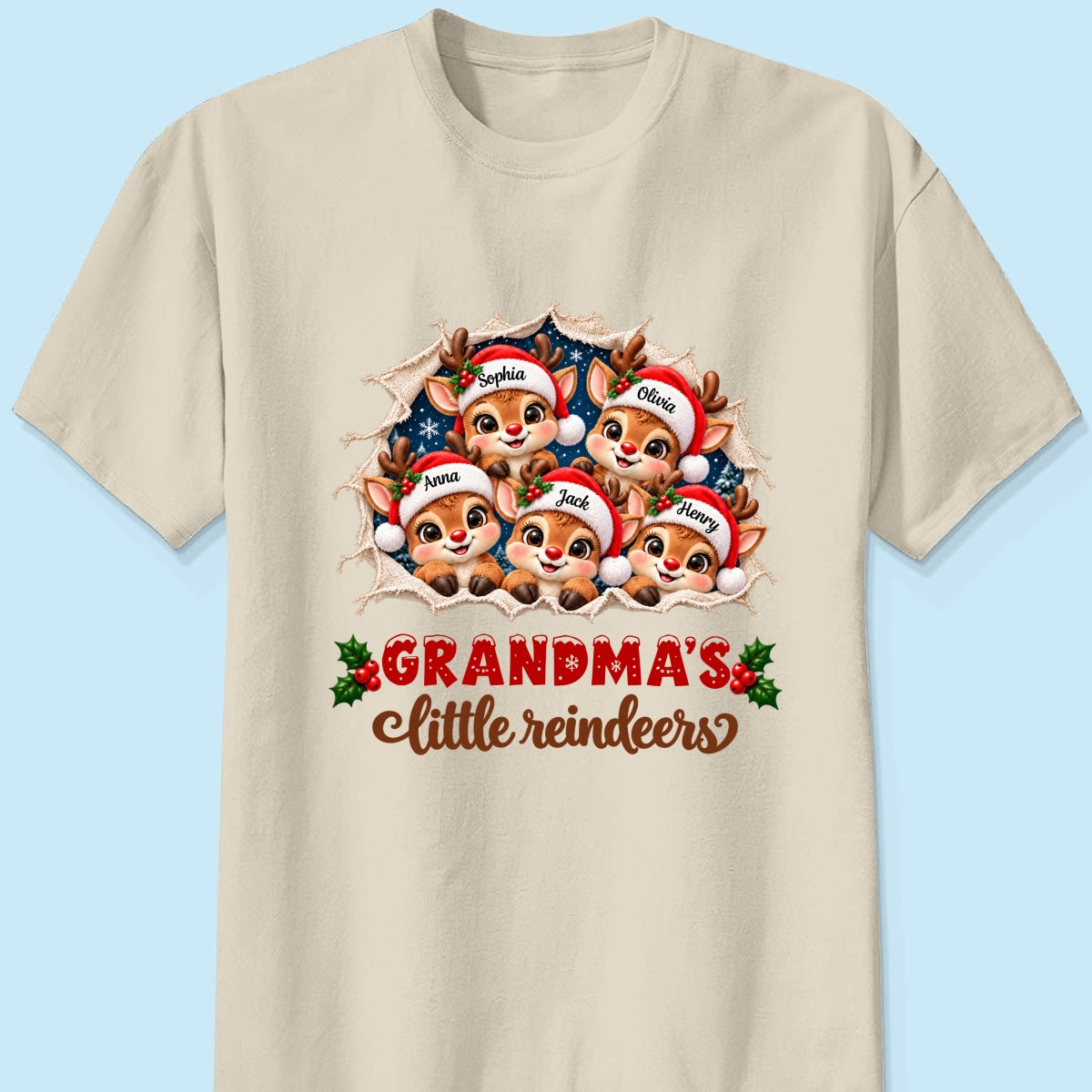 Grandma's Little Reindeers - Personalized Sweatshirt - Heartfelt Christmas Gift for Grandma
