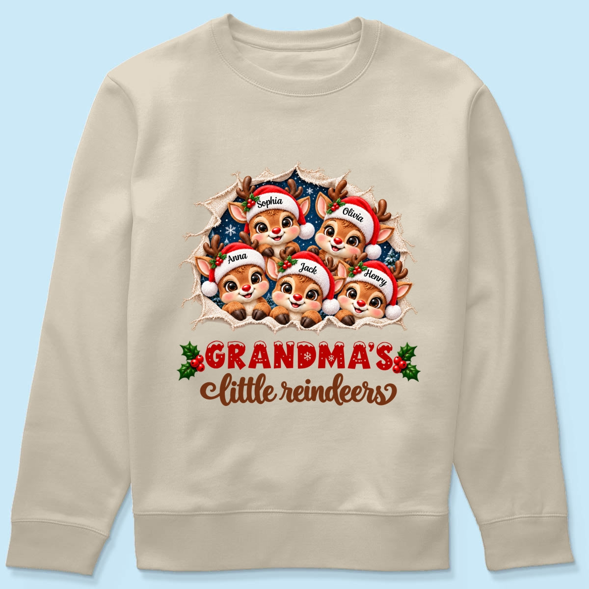 Grandma's Little Reindeers - Personalized Sweatshirt - Heartfelt Christmas Gift for Grandma