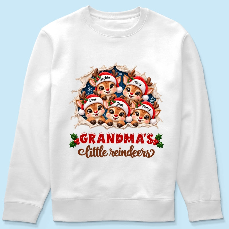 Grandma's Little Reindeers - Personalized Sweatshirt - Heartfelt Christmas Gift for Grandma