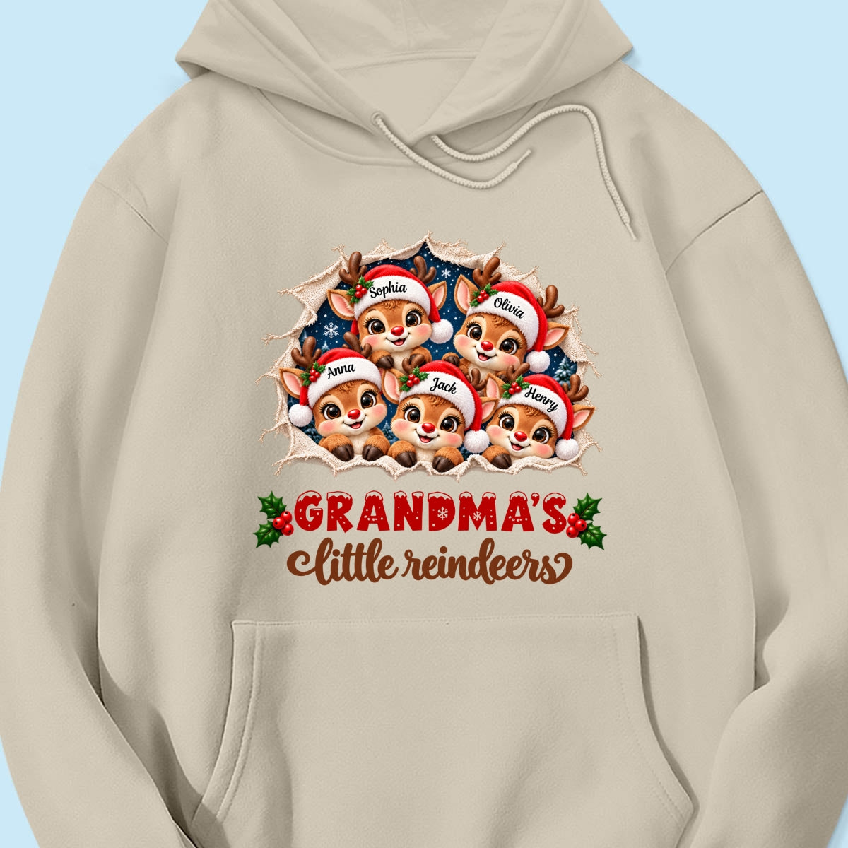 Grandma's Little Reindeers - Personalized Sweatshirt - Heartfelt Christmas Gift for Grandma