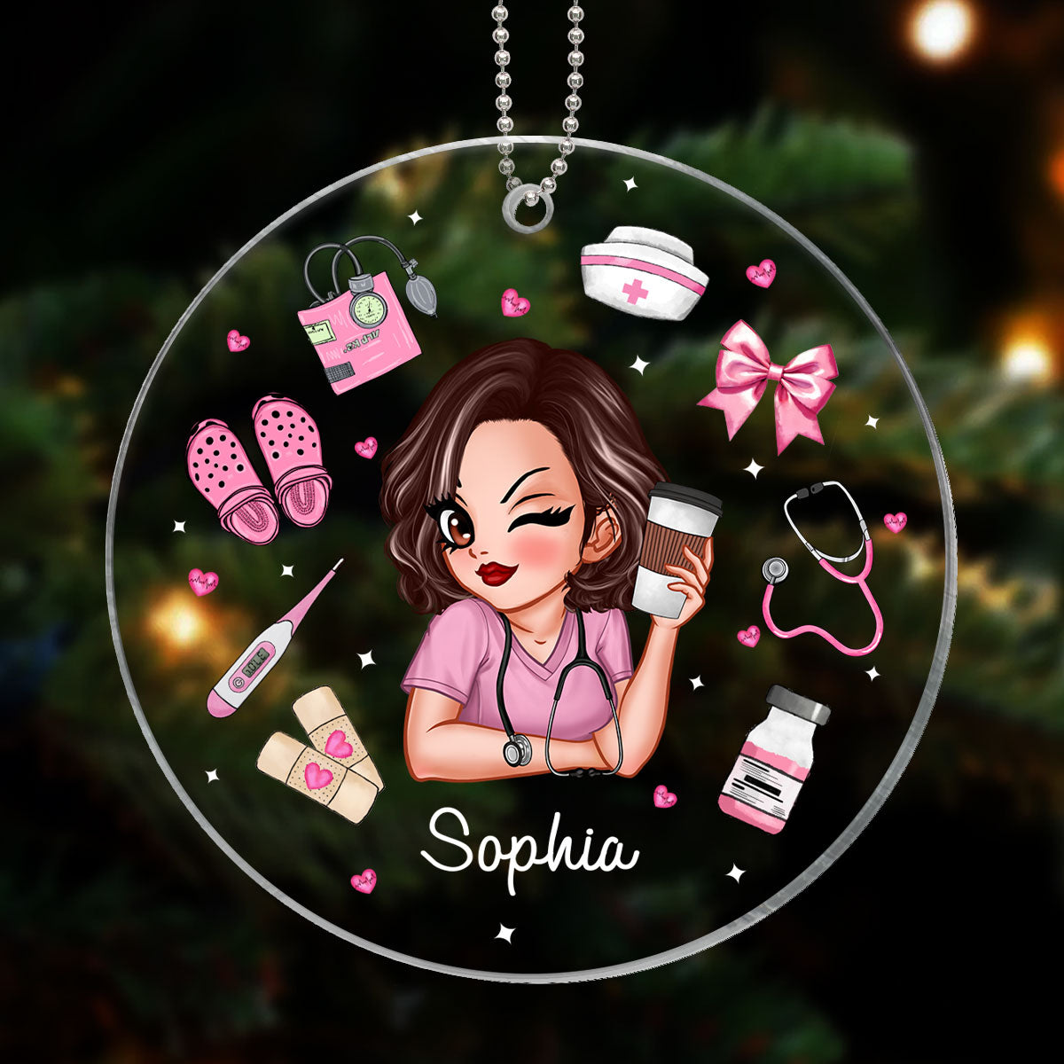 Nurse Things Coquette Style Personalized Acrylic Ornament