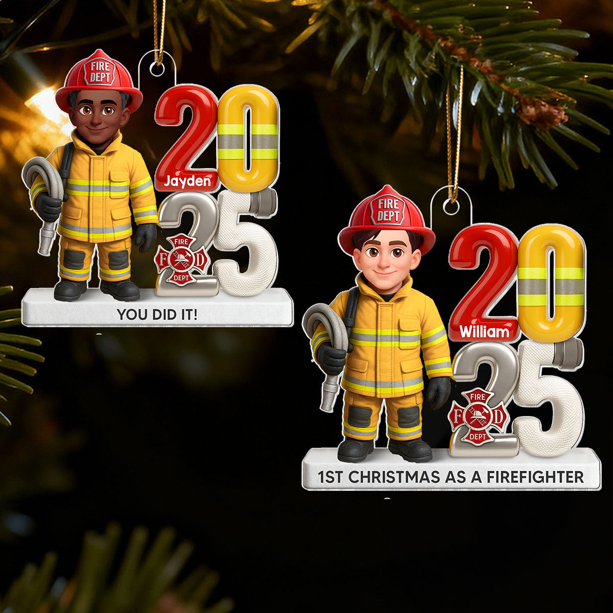 2025 Firefighter You Did It - Personalized Acrylic Ornament - Fire Academy Graduation Gift, Promotion Gift