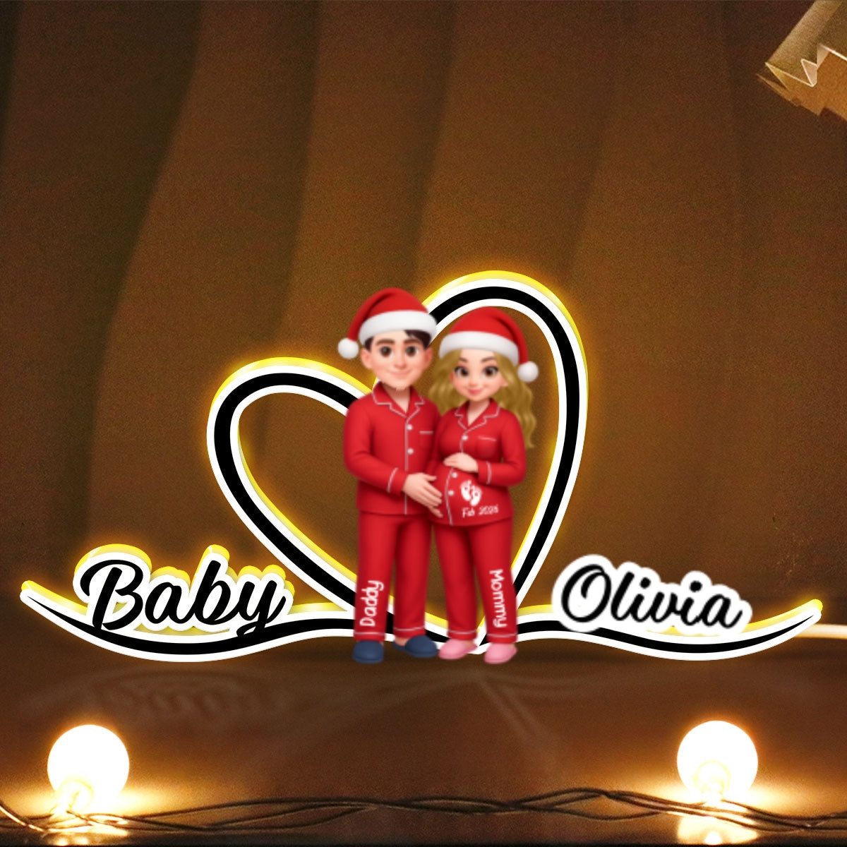 Expecting Parents Christmas Pregnancy - Personalized Light Box