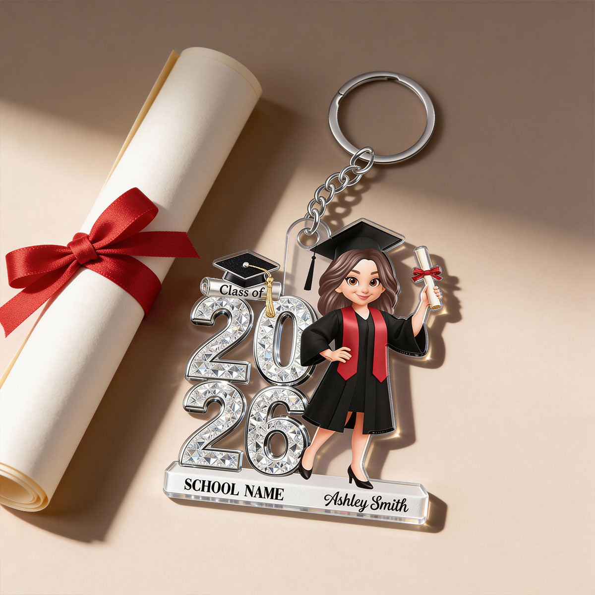 3D Shiny Effect Class Of 2026 2027 Senior - Personalized Acrylic Keychain - Gift For Graduates, Daughter, Son