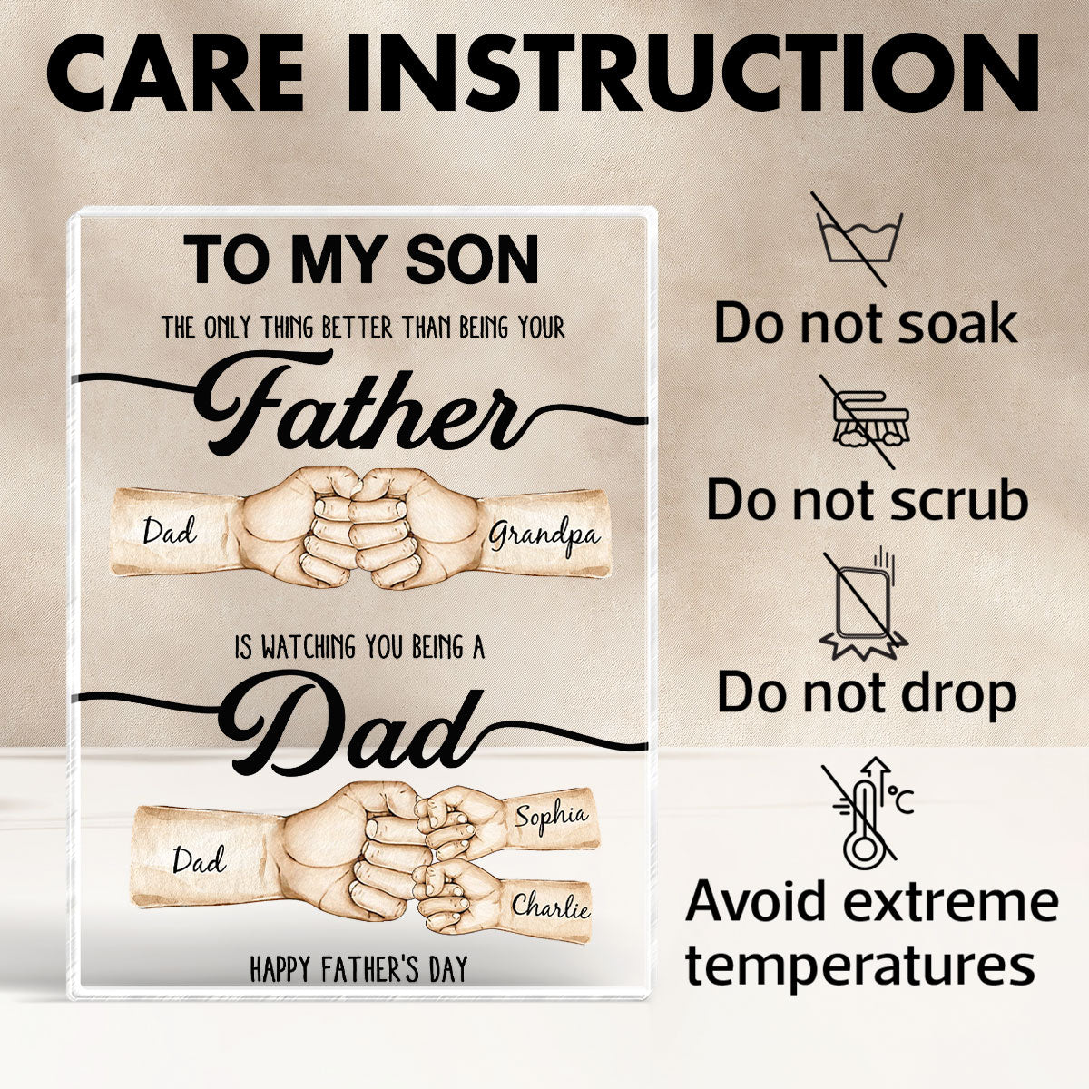 The Only Thing Better Than Being Your Father Fist Bump Personalized Acrylic Block, Father's Day gift for Son from Dad