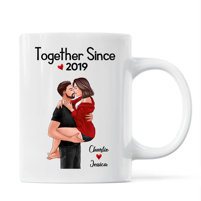 Man Holding Woman Kissing Together Since Gift For Couple Personalized Mug