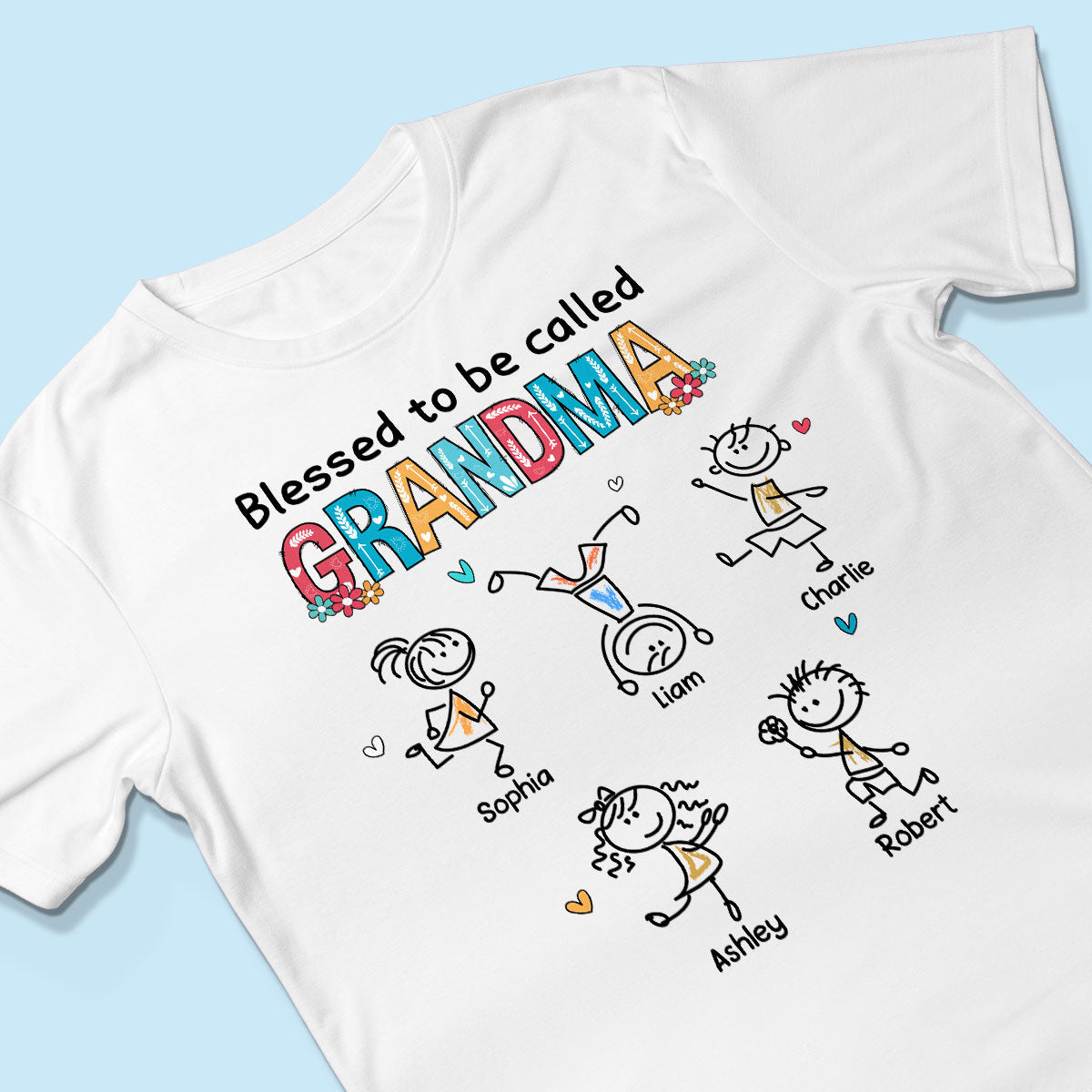 Blessed To Be Called Grandma Colorful Drawing Personalized Shirt