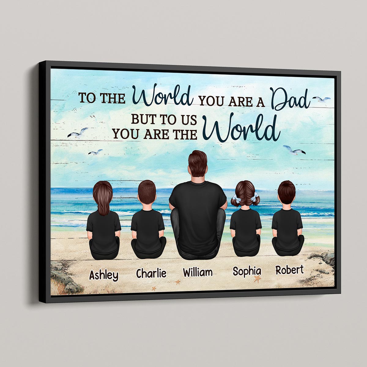 Dad And Sons Daughters Retro Vintage Beach Personalized Poster, Heartfelt Gift For Dad, For Husband