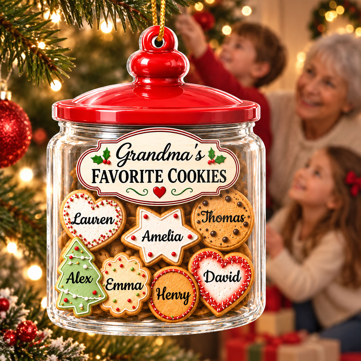 Grandma's Favorite Cookies - Personalized Acrylic Ornament - Christmas Gift Keepsake for Grandma