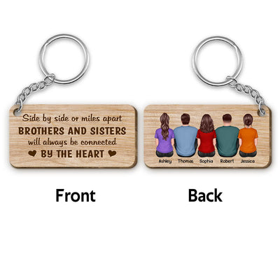 Back View Life Is Better With Brothers And Sisters Gift For Siblings Personalized Wooden Keychain