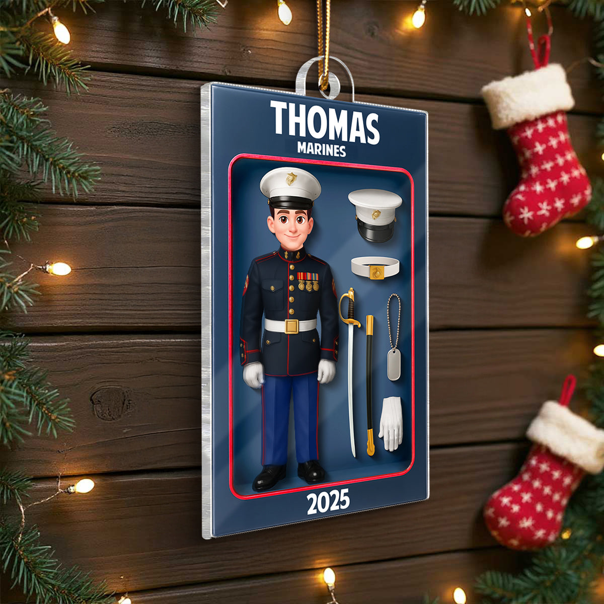 Marines Action Figure 3D Effect Personalized Acrylic Ornament - Special Gift For The Marines