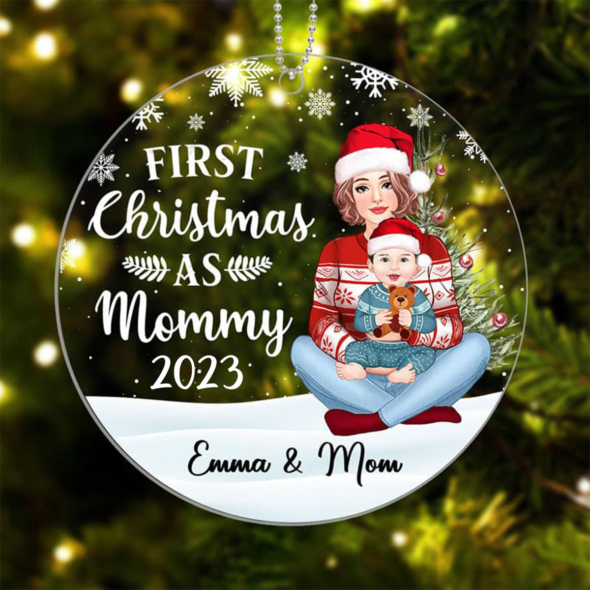 Mom & Baby First Christmas Personalized Acrylic Ornament