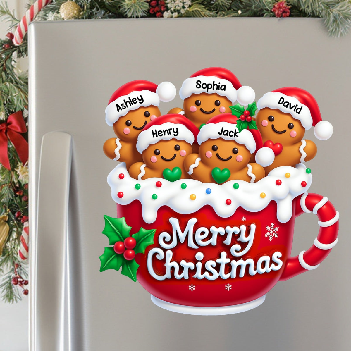 Merry Christmas Gingerbread Family Personalized Decal