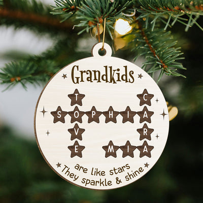 Grandchildren Are Like Stars Crossword Puzzle Personalized Wooden Ornament