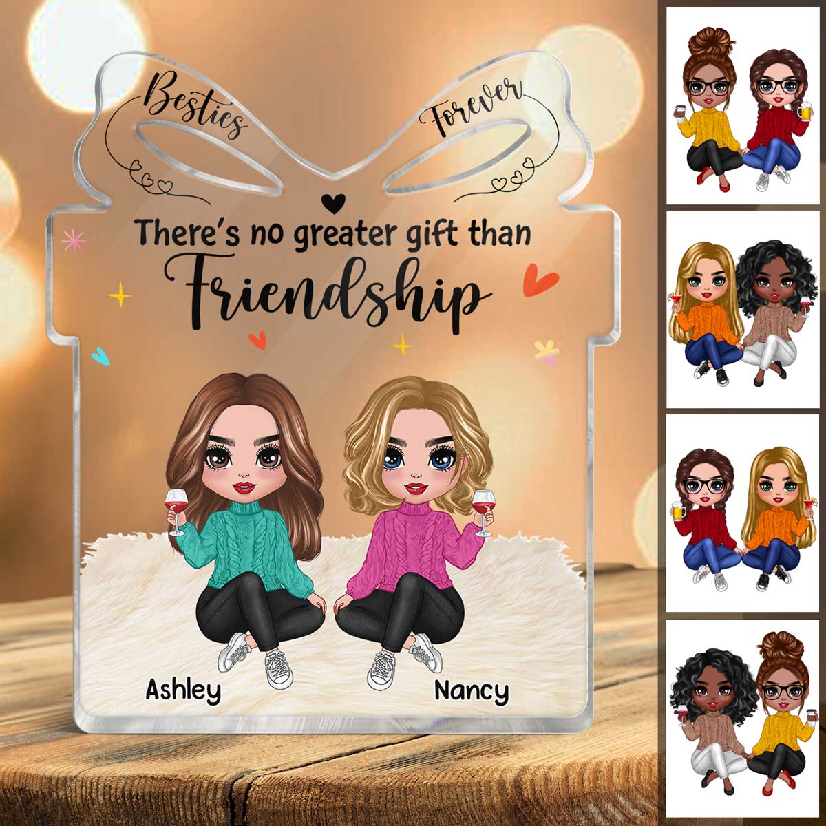 No Greater Gift Than Friendship Besties Sisters Doll Girls Personalized Gift Acrylic Plaque