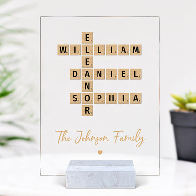Family Crossword Art Created In A Moment, Treasured Forever Personalized Rectangle Acrylic Plaque