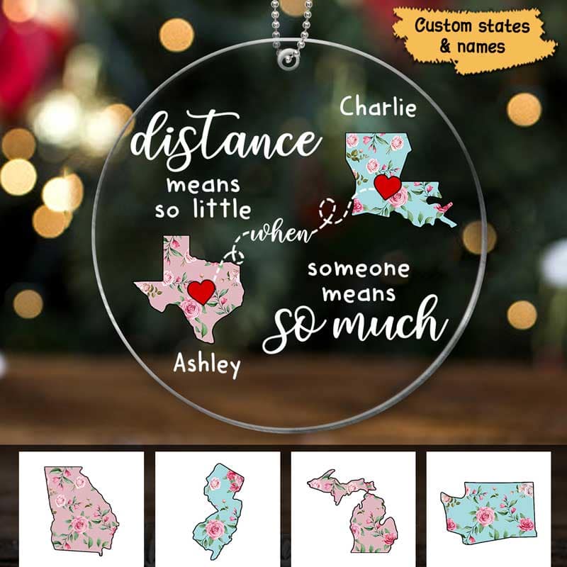 Distance Means So Little Long Distance Relationship Gift Personalized Acrylic Ornament