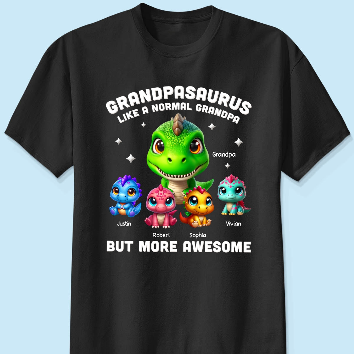Daddysaurus Grandpasaurus 3D Dinosaurs Personalized Shirt, Father's Day Gift For Dad, For Grandpa