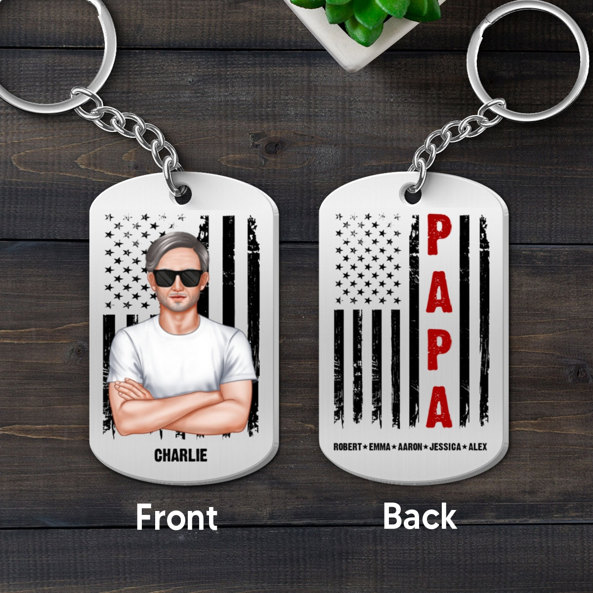 Nation Flag Dad Grandpa Personalized Metal Keychain