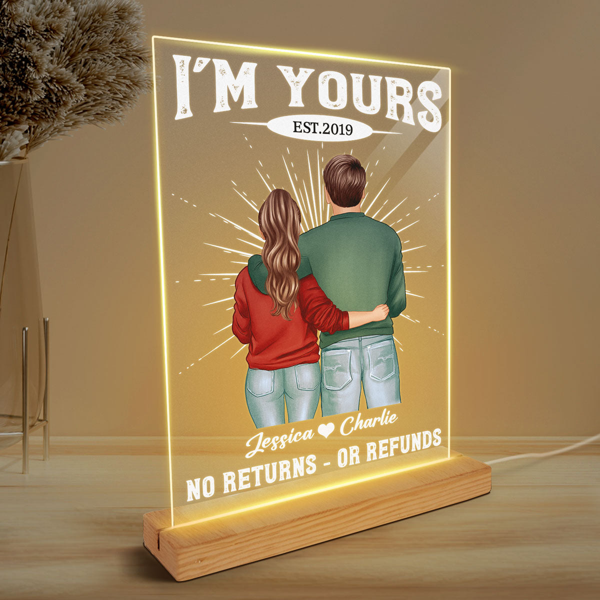 I‘m Yours Couple Gift For Him Gift For Her Personalized LED Night Light, Acrylic LED Lamp