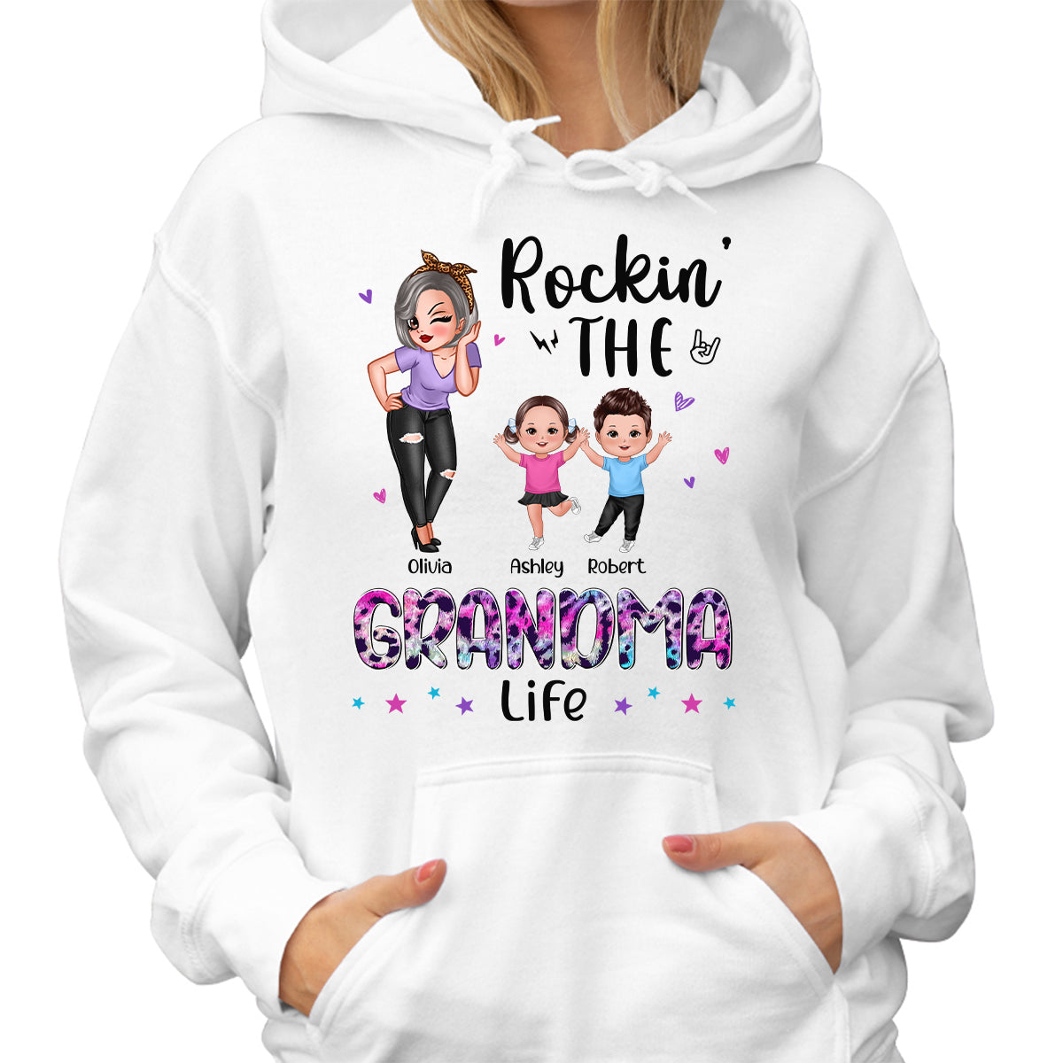 Colorful Leopard Rockin‘ Grandma Life Personalized Shirt