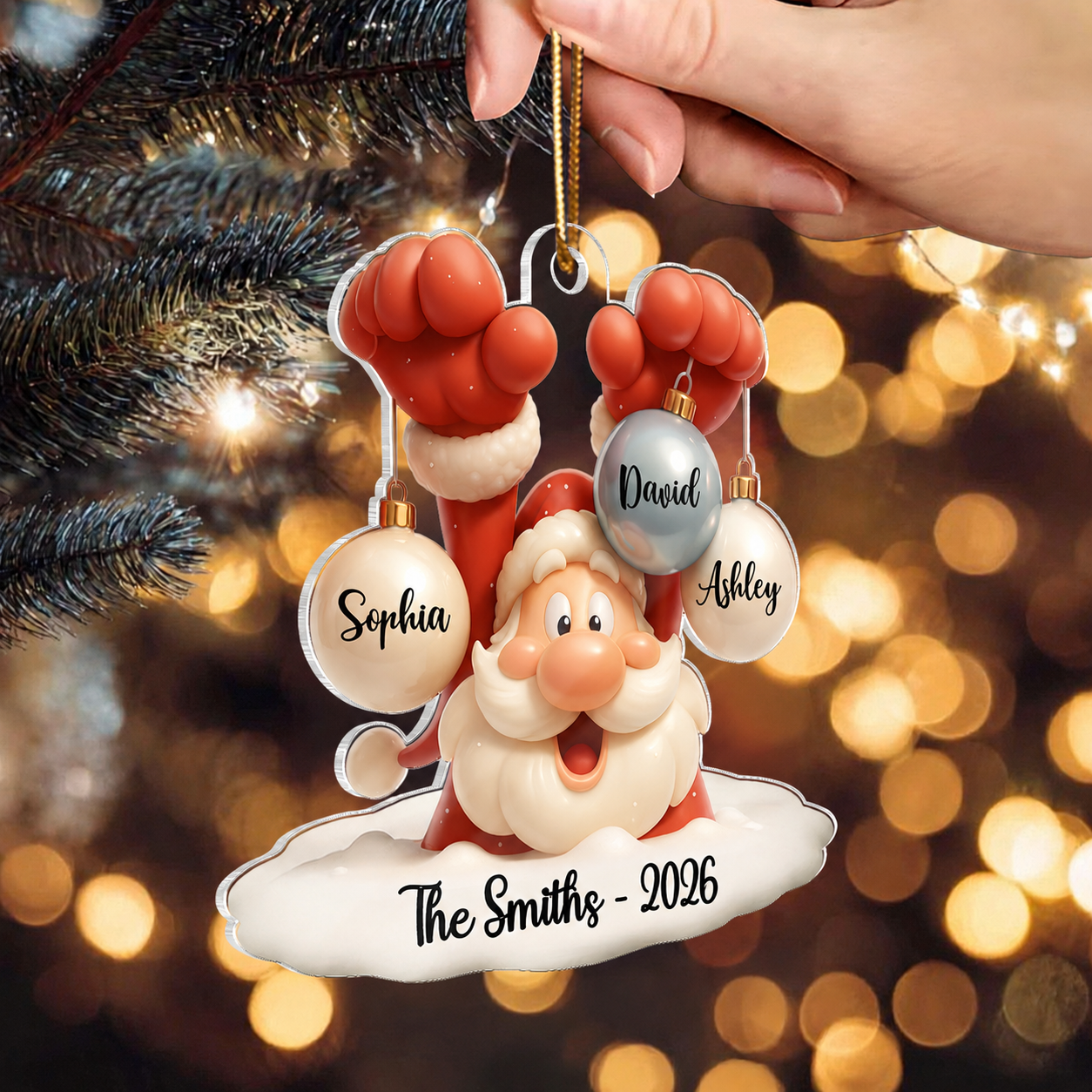 Family Name Christmas Santa Personalized Ornament, Gift for Family, Acrylic Ornament