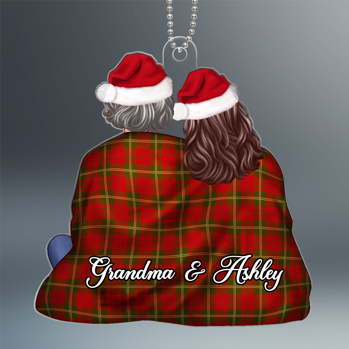 Grandma & Grandkid In Blanket Christmas Gift For Granddaughter Grandson Personalized Acrylic Ornament