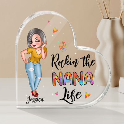 Rockin‘ Mom Grandma Life Personalized Heart Acrylic Plaque