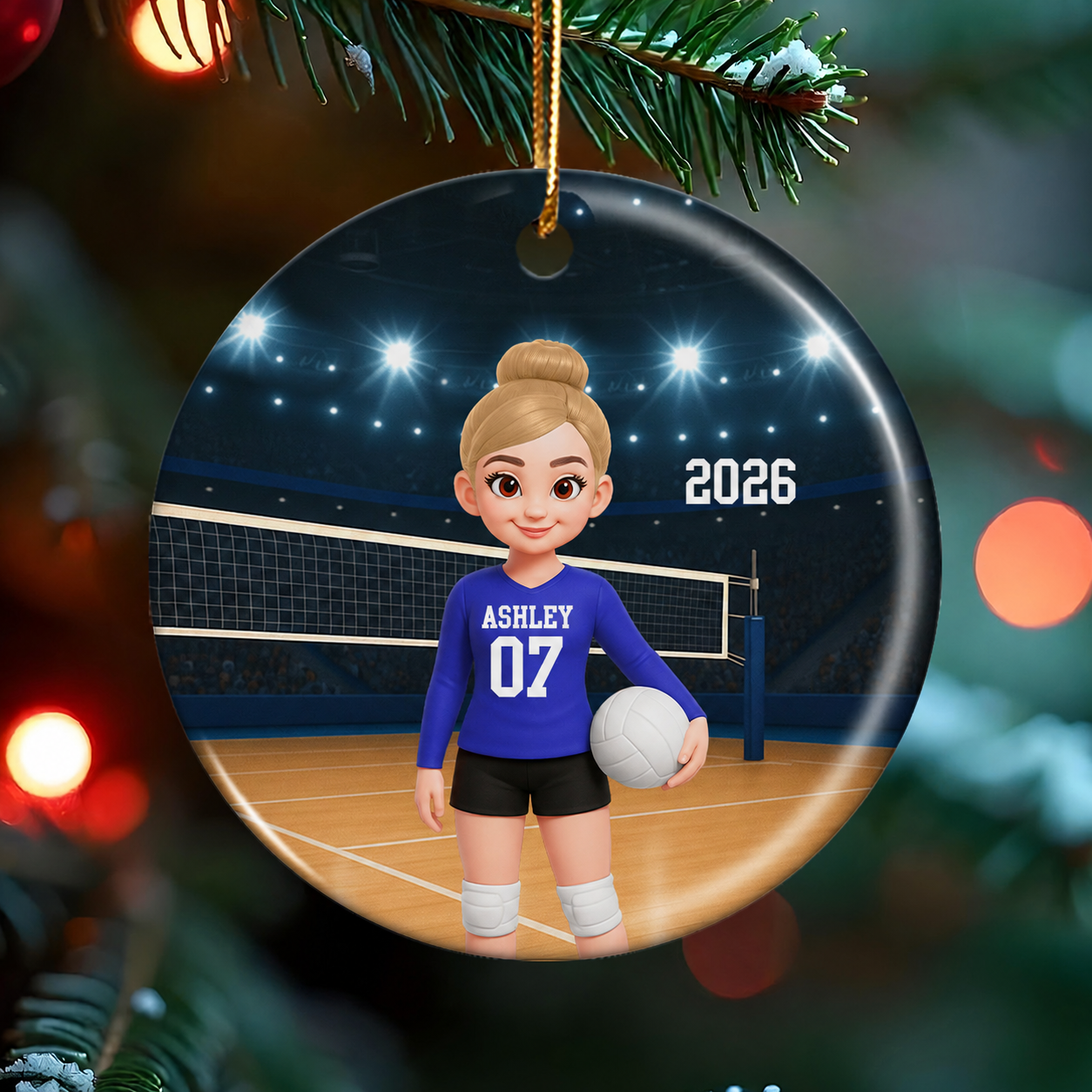 Volleyball Girl On Court - Personalized Ceramic Ornament - Christmas Gift For Teen Girl, Daughter, Granddaughter