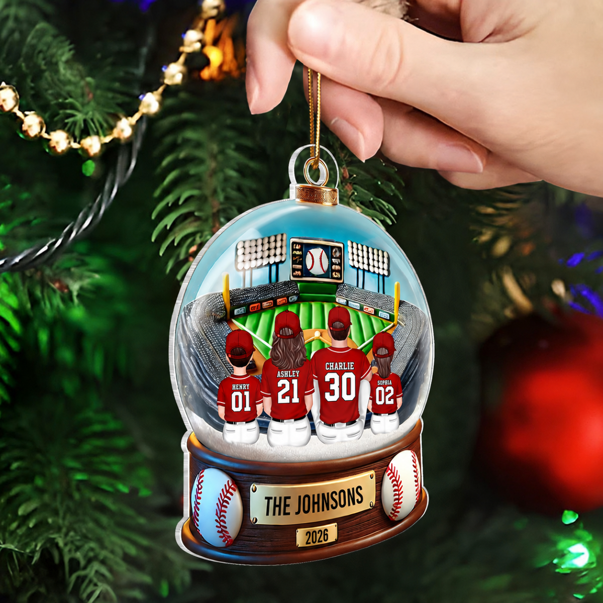 Baseball Family Watching Game Ballpark Sport Lover Personalized Acrylic Ornament