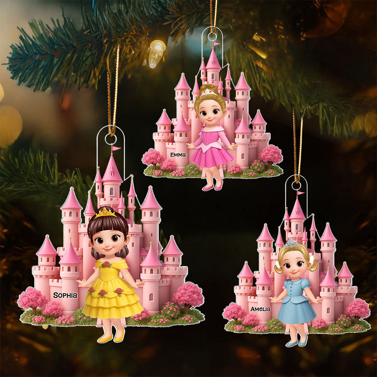3D Effect Little Princess Castle Personalized Acrylic Ornament