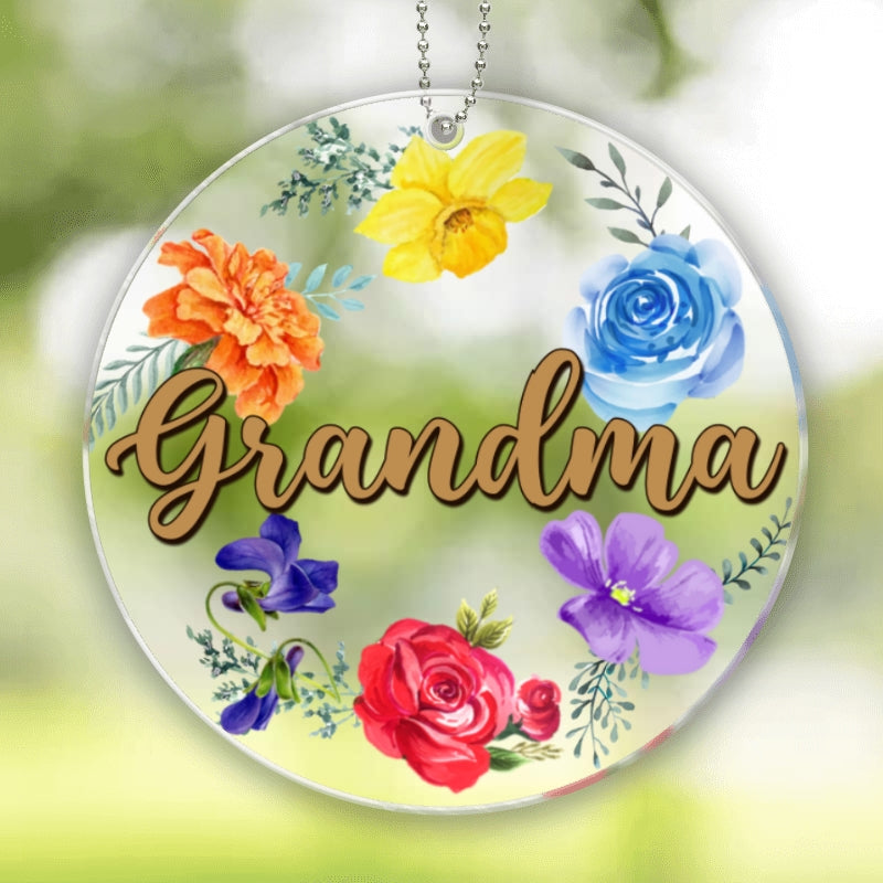 Mom Grandma Flowers Personalized Acrylic Ornament