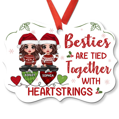 Christmas Doll Besties Sisters Tied Together With Heartstrings Personalized Christmas Ornament