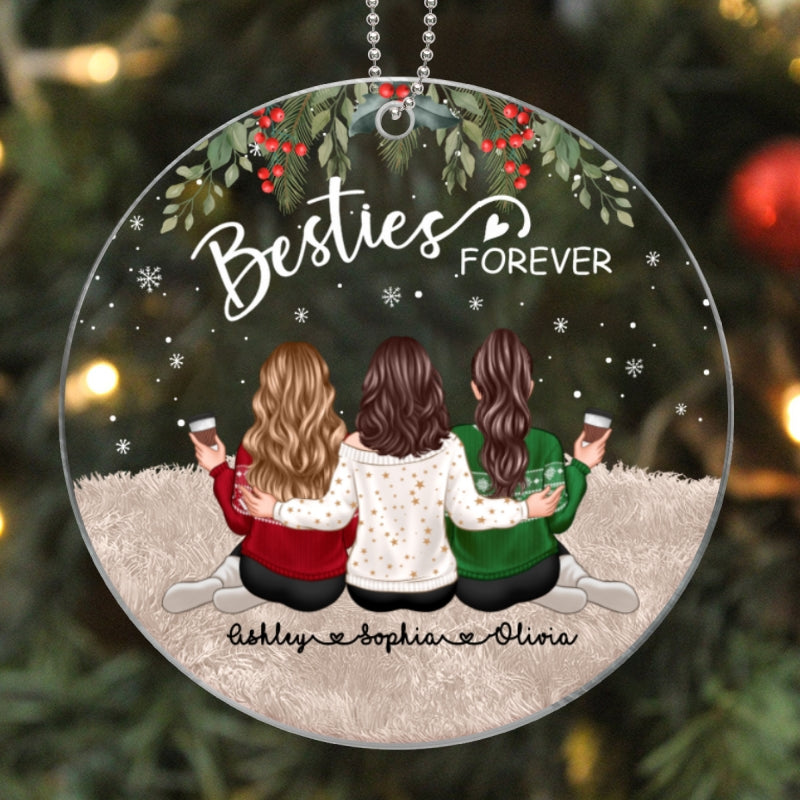 Besties Sisters Sitting Back View Holly Personalized Acrylic Ornament