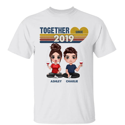 Doll Couple Sitting Together Since Retro Personalized Shirt - Gift For Him Gift For Her