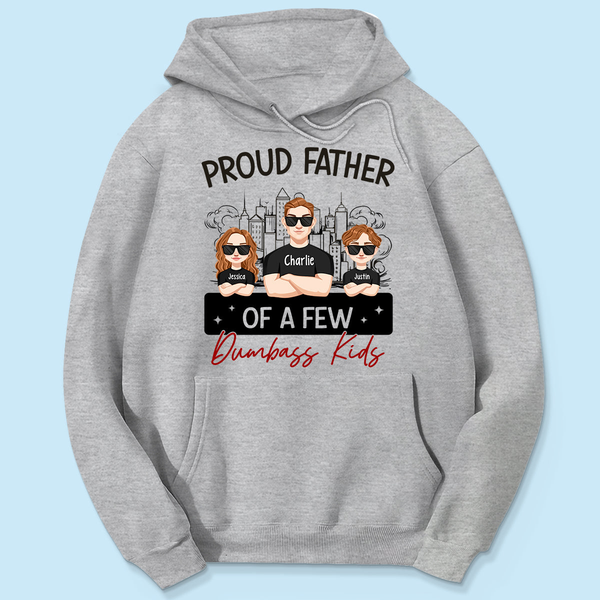 Proud Father Of A Few Kids Sketch Background Personalized Shirt