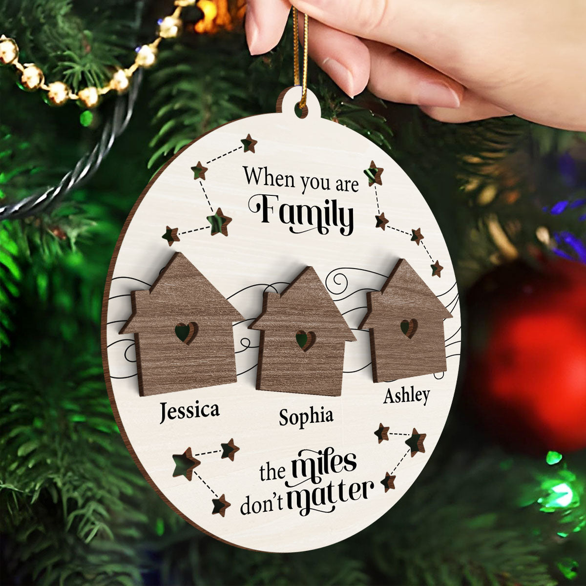 Wish You Lived Next Door Family Besties Siblings Personalized 2-Layer Wooden Ornament